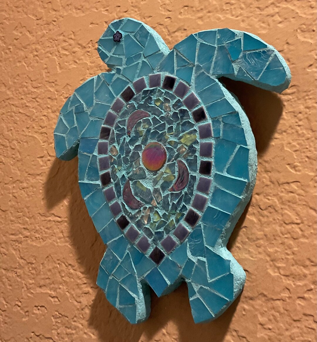 Turquoise Mosaic Sea Turtle Wall Art Etsy