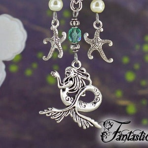 Under the Sea Beautiful Mermaid themed necklace shell and starfish necklace nautical jewelry image 1