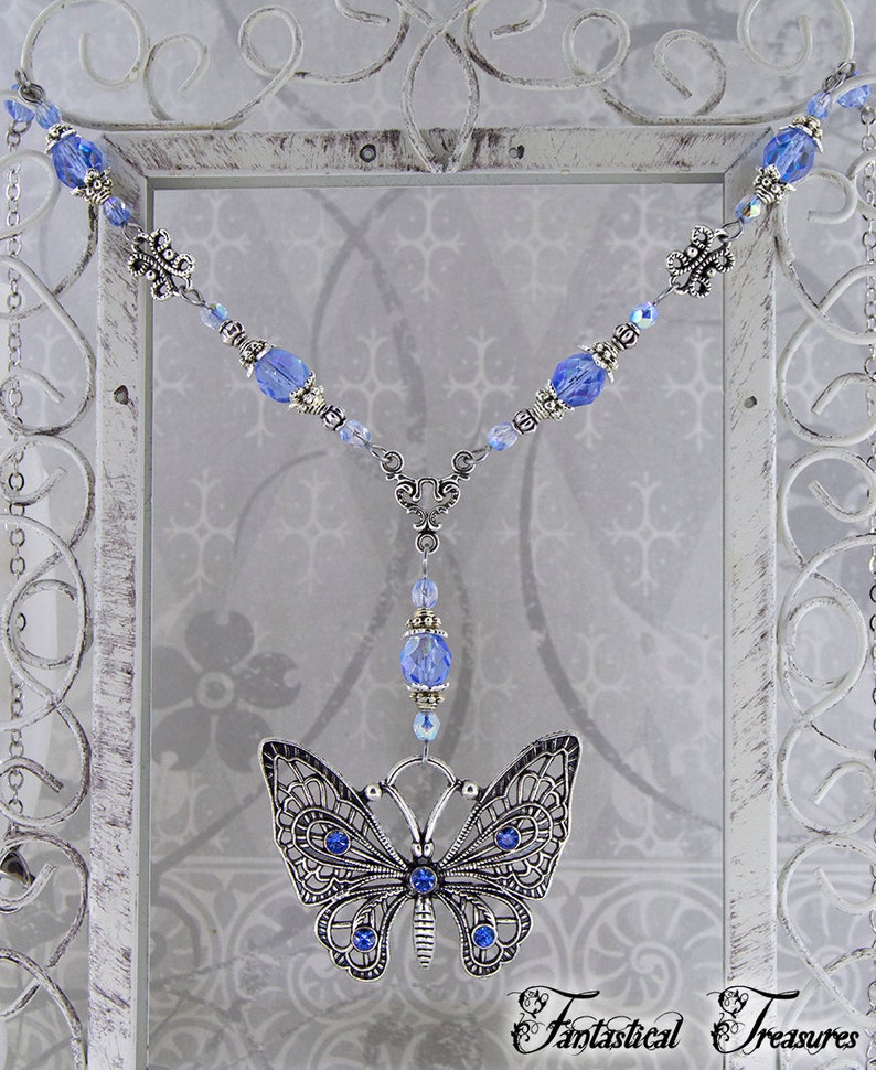 Beaded butterfly Necklace Winged Mystery Elegant jewelry, Bee necklace, Dragonfly Necklace image 2