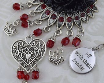 Alice in Wonderland Queen of Hearts - Gothic Victorian Cosplay jewelry - Statement necklace -