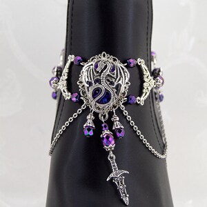 Dragon Boot Jewelry Dragon Charmer Boot Chain, Medieval Jewelry, Dragon Jewelry, statement jewelry, Purple Dragon, Large Jewelry for her Purple