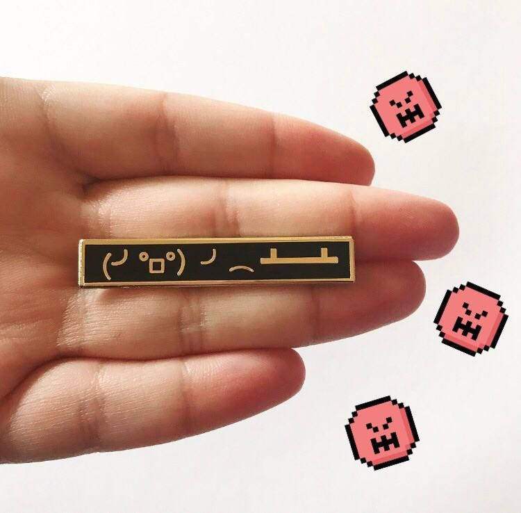 Table Flip Emoji Pin // Hard Enamel Pin //Emoji Pin Etsy
