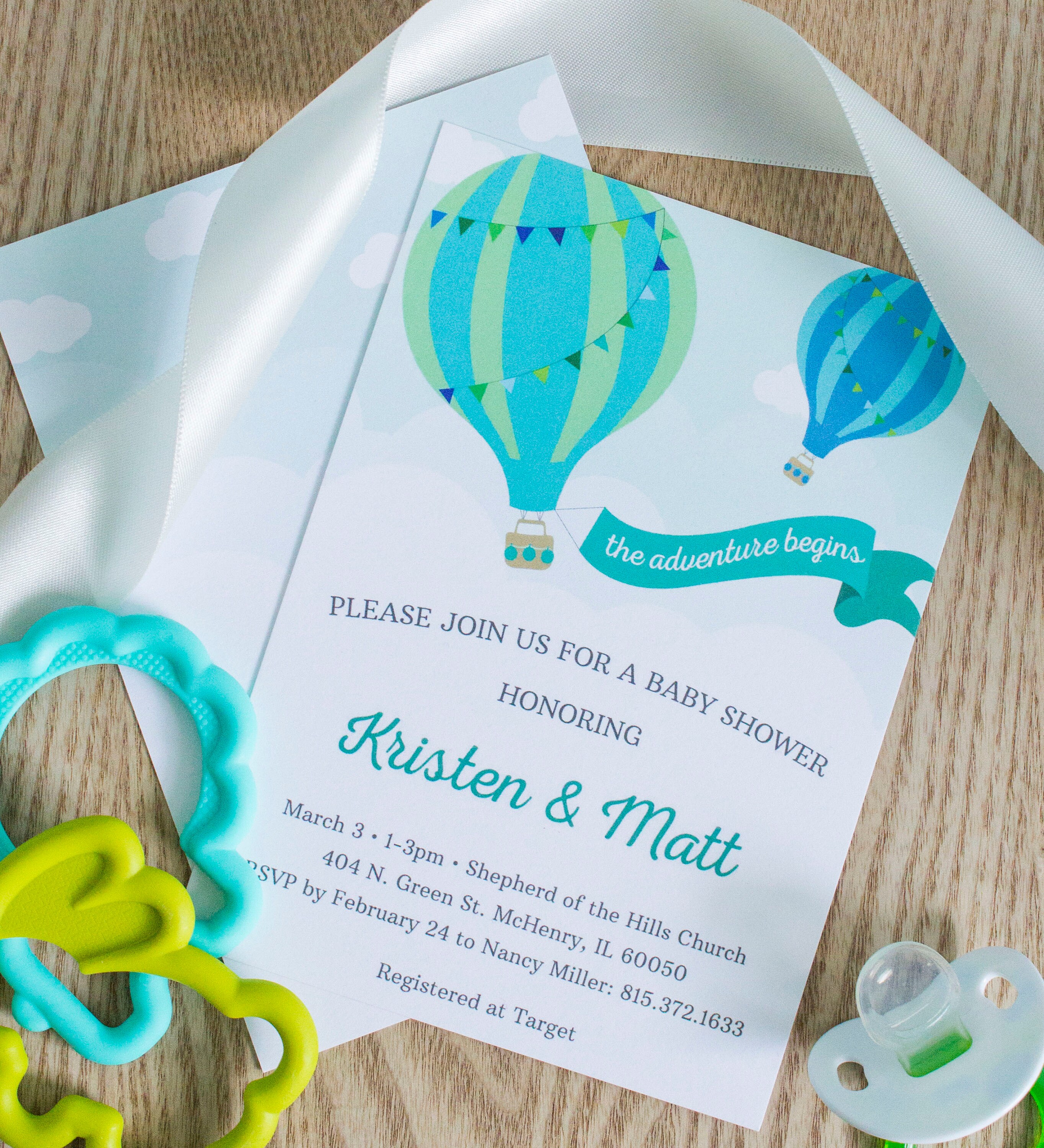 Hot Air Balloon Baby Shower Invitation Etsy
