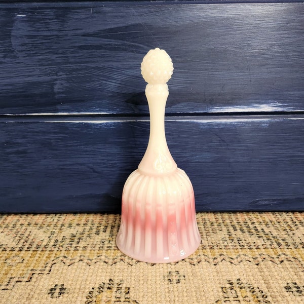 Fenton White And Pink Glass Bell