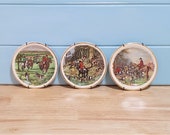 Set Of Three Saucer Wall Plaques ( Fox Hunting Seen )