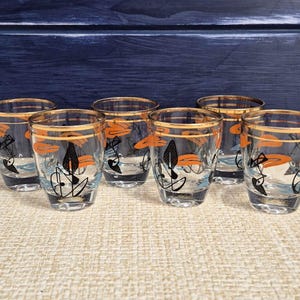 Six Retro Atomic Shot Glasses