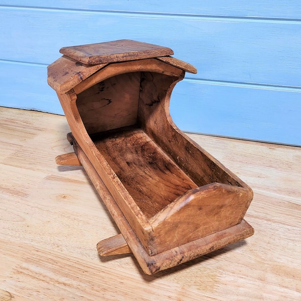 Vintage Hand Made Wooden  Baby Doll Rocking Cradle