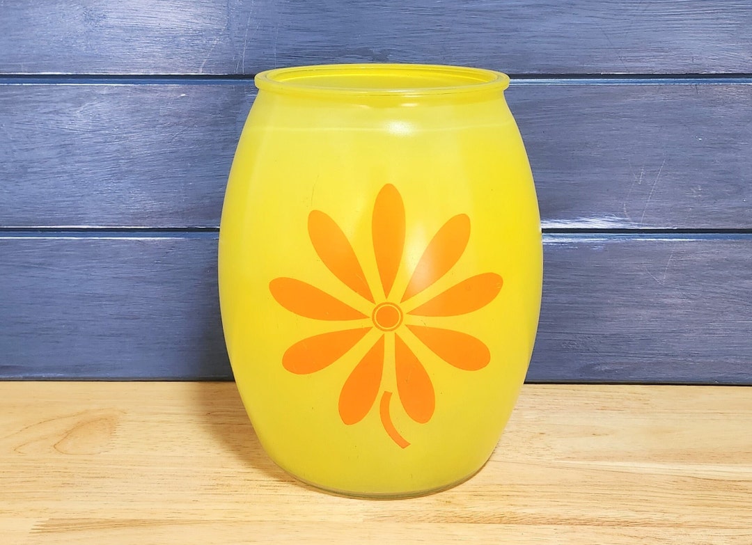 Bartlett Collins Yellow Glass Cookie Jar Etsy