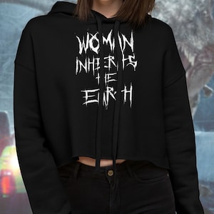 Woman Inherits The Earth, Jurassic Park Double-Sided Ladies Crop Hoodie