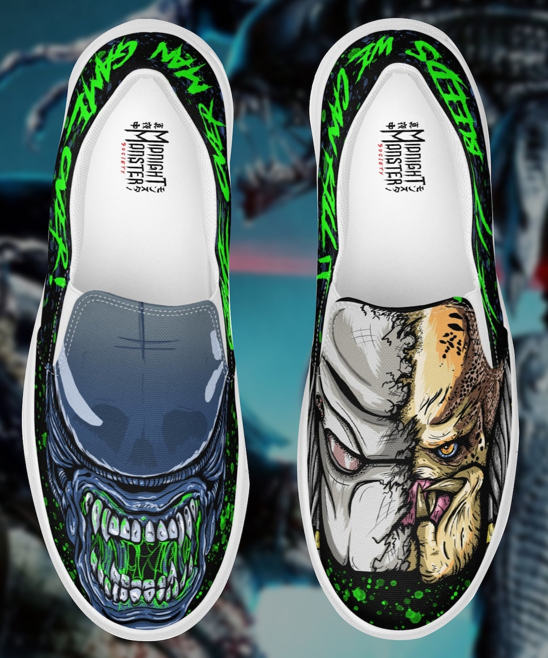 Alien VS. Predator Slip-on Shoes - Etsy