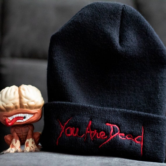 ★BADBLOOD ★ LION PATCH BEANIE You Are Dead. Resident Evil Game Over Screen Embroidered