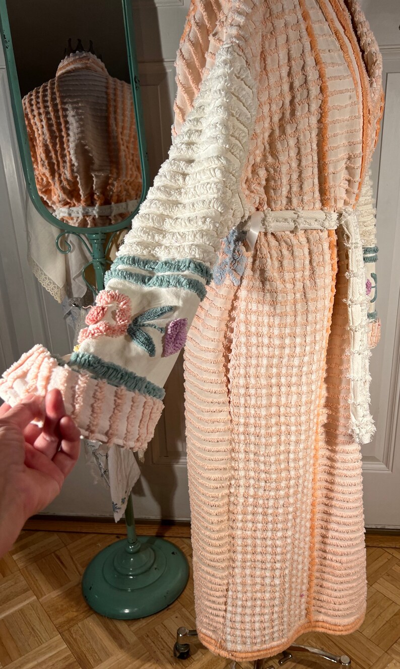 Xl Heavy peachy Waffles Chenille Bathrobe Upcycled From Etsy