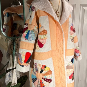 Large Lightweight Snd Soft dresden Plate Patchwork Quilt Coat With Hood ...