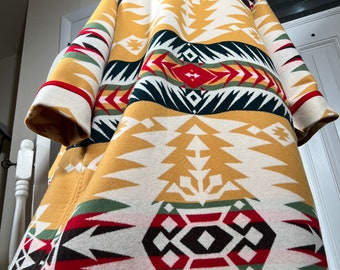 Large duster length ‘famous maker’ wool coat upcycled from vintage ‘famous maker’ wool blanket please read description!
