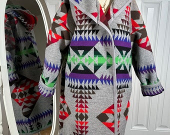 Large heavy ‘famous maker’ wool coat upcycled from ‘famous maker’ wool blanket