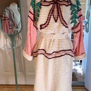 Small super plush vintage chenille bathrobe Upcycled from antique chenille bedspread