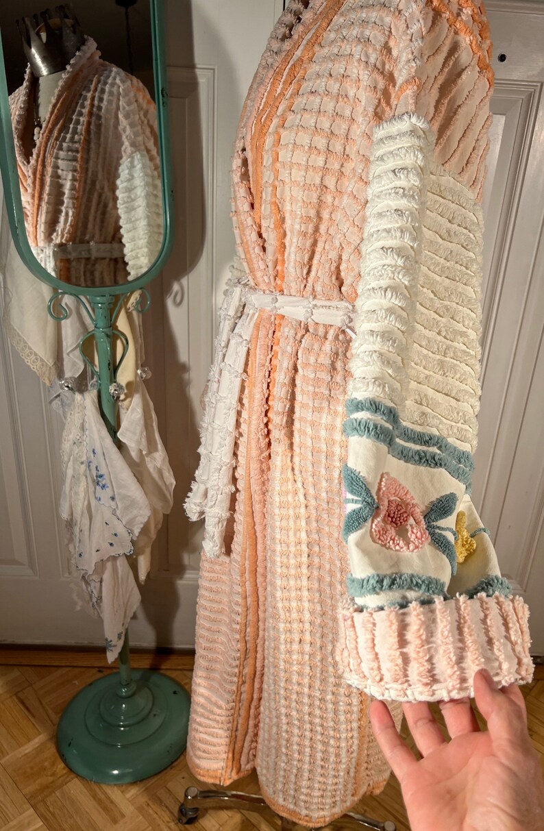 Xl Heavy peachy Waffles Chenille Bathrobe Upcycled From Etsy