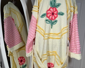 Vintage Style Chenille Robe: Handmade Cotton Dressing Gown - Etsy Australia