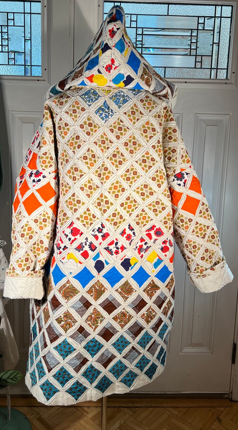 XL Heavy Hombre cathedral Window Patchwork Coat With Hood - Etsy