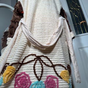 medium lightweight “southwest Sally” vintage chenille bathrobe upcycled from hand tufted chenille bedspread