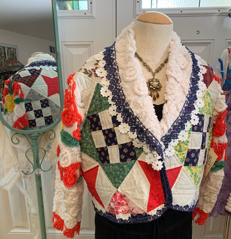 Upcycled Vintage Quilt and Chenille Jacket - Etsy