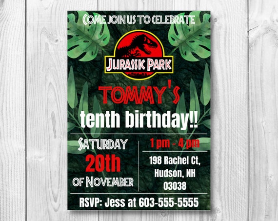 DIGITAL CUSTOM Jurassic Park Printable Editable Birthday | Etsy