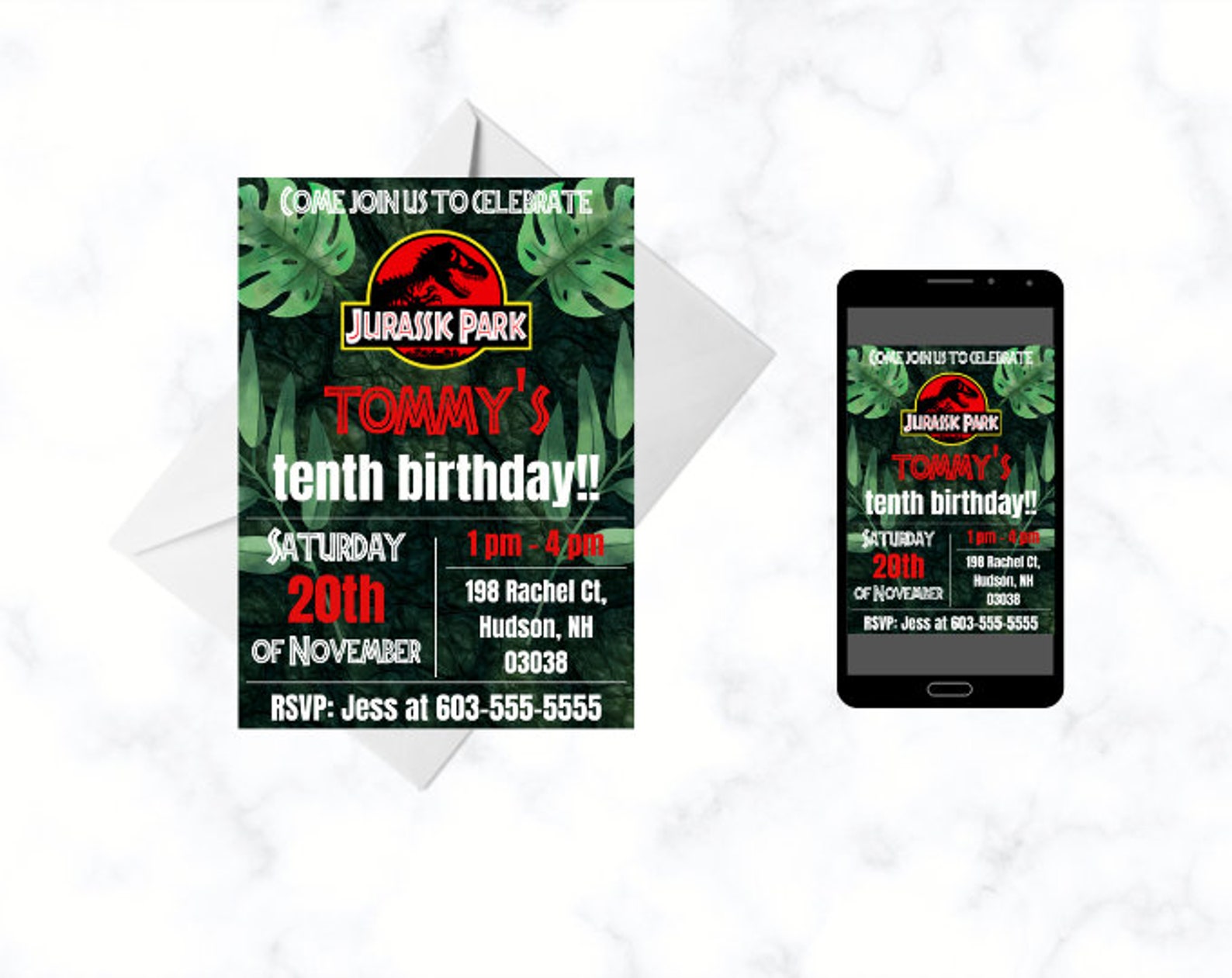 DIGITAL CUSTOM Jurassic Park Printable Editable Birthday - Etsy