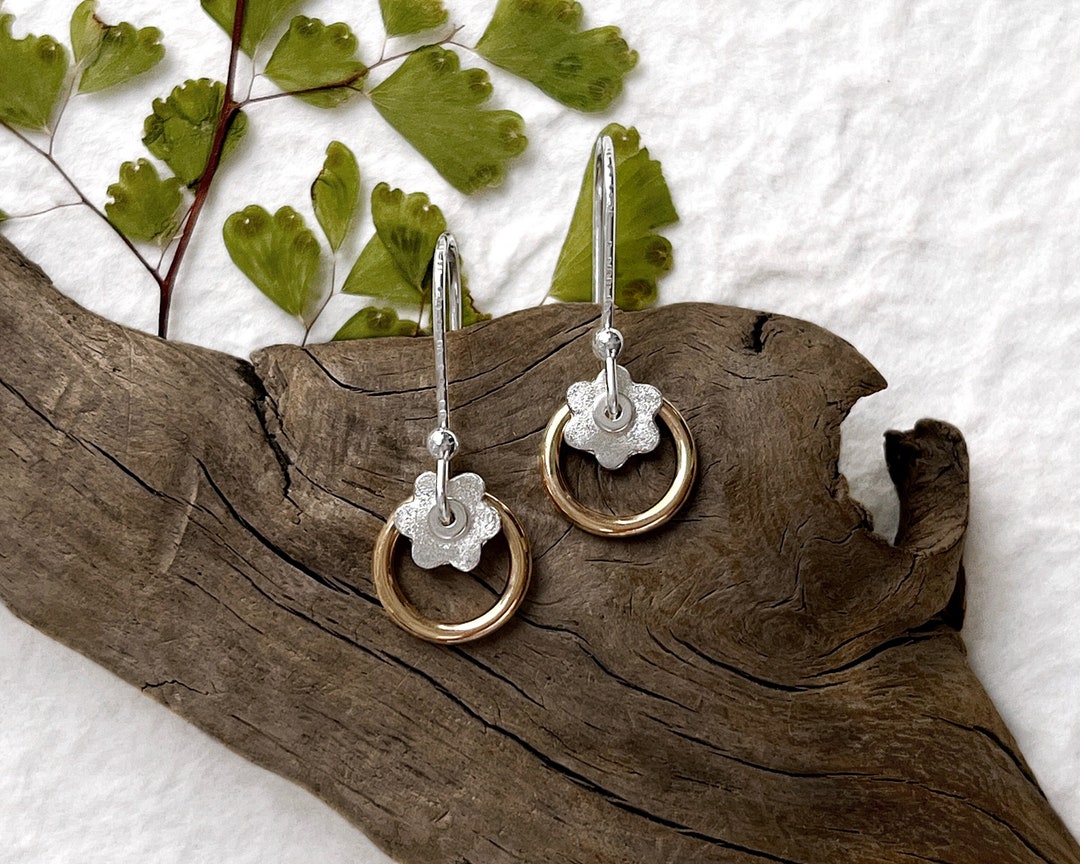 Unique Flower Earrings Fanciful Flower Earrings Bronze and Etsy