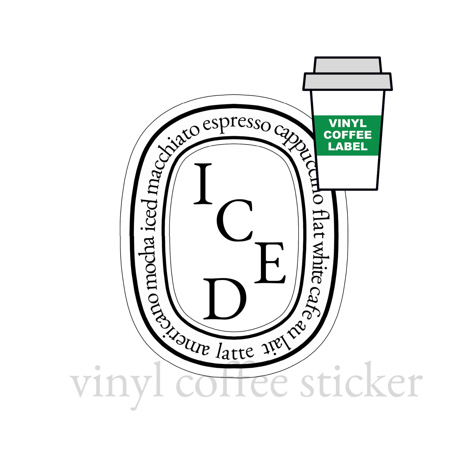 Coffee Labels ICED Waterproof Vinyl Coffee Collection Etsy
