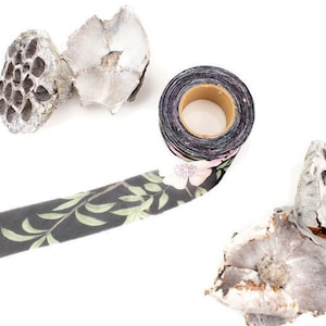 Black Floral Bias Tape Binding Tape for Seam Binding Trim Woven Bias Tape Chiffon Bias Tape  1.25 inches width x 19 yards