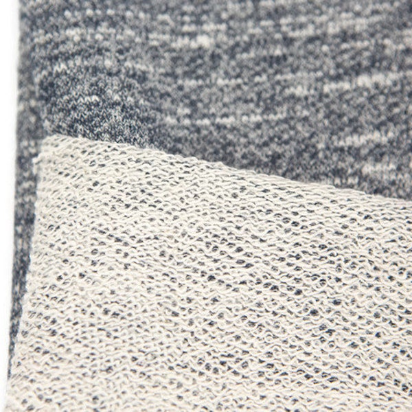 Heather Dark Blue and Off White French Terry Knit Fabric by the yard FTK00546