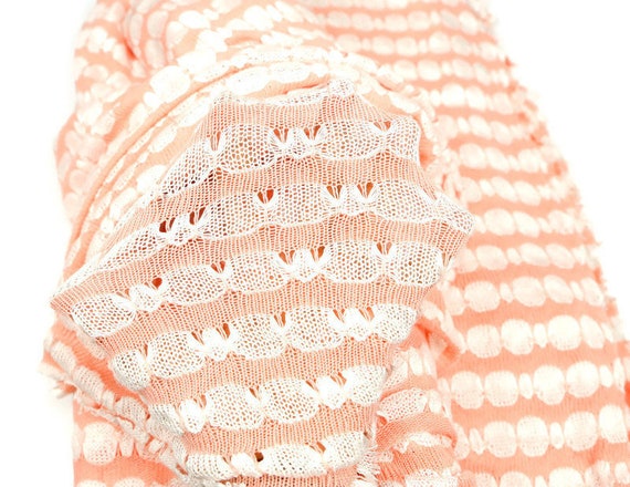 Peach and Off White Stripe Open Weave Sweater Knit Fabric 1.75 yards OSK00088