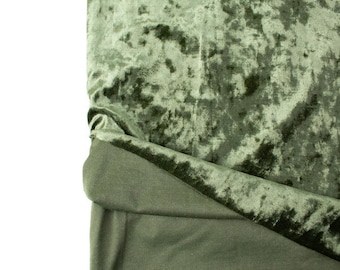 Olive Green Crushed Stretch Velvet Knit Fabric Remnant 2.5 yards