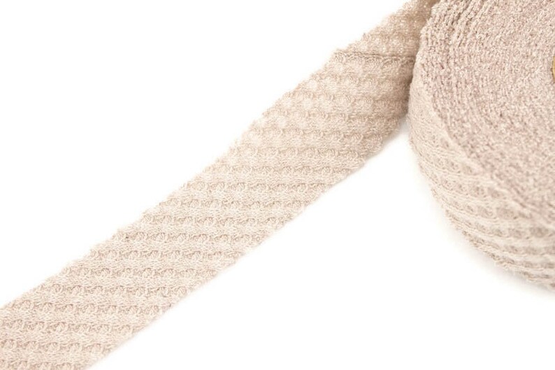 Beige Fancy Waffle Sweater Knit Bias Tape 1.25 inches width x 28 yards BST00177