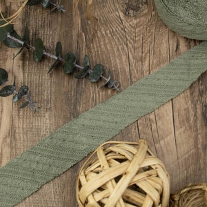 Sage Green Fancy Stripe Sweater Knit Bias Tape Binding Tape 13 yards