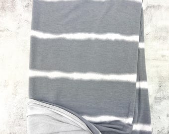 Gray Stripe Baby French Terry Knit Fabric - 1.25 Yards