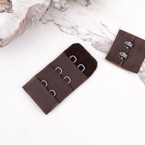 Dark Brown Hook and Eye Bra Closure 2 x 3 for 2 pairs NTN00065