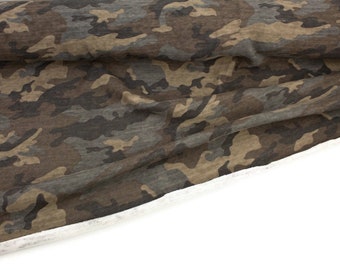 Olive Brown Camouflage Cotton Sweater Knit Fabric Designer Fabric Extra Wide by the yard OSK01164R