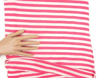 Pink Stripe Knit Jersey Fabric: Viscose Spandex Blend - 1 Yard 20 Inches