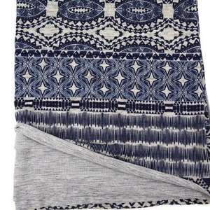 Navy and Off White Boho Star Print Brushed Sweater Knit Fabric 1 yard and 16 inches OSK00910