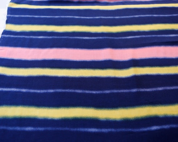 Blue Yellow and Coral Pink Stripe Printed Light Weight Woven | Etsy