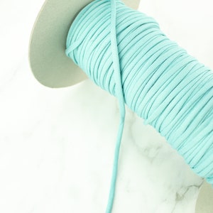 Caribbean Blue Green Poly Crepe Trim Spaghetti Straps Hollow Tube Tubular Trim 10 yards