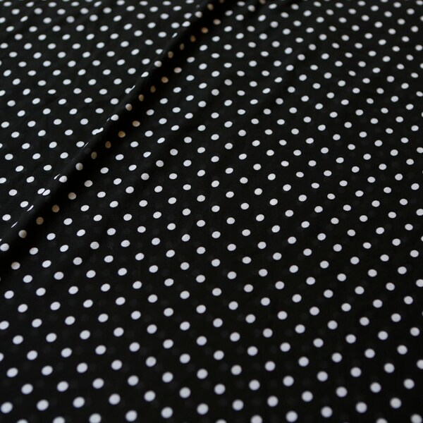 Black and White Polka Dots Printed on Semi Sheer Nylon Stretch Mesh 2 Pieces Totaling 1 and Quarter Yards  WH