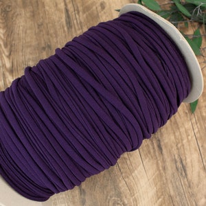 Eggplant Purple Stretch Crepe Knit Trim: Spaghetti Straps, 10 Yards