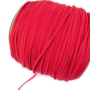 Red Cotton Knit Jersey Spaghetti Strap Trim Hollow Tube Tubular Trim 10 yards