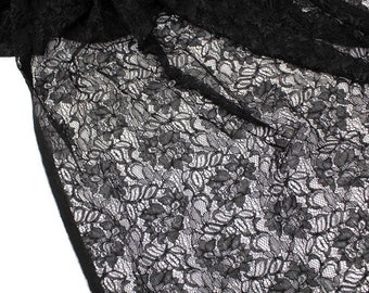 Black Floral Lace Fabric Designer Lace by the yard  LAC00002