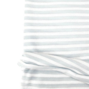 Light Muted Blue and White Stripe Sweater Knit Fabric by the yard OSK01052R