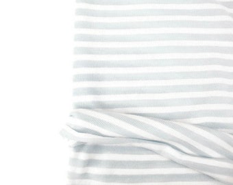 Light Muted Blue and White Stripe Sweater Knit Fabric by the yard OSK01052R