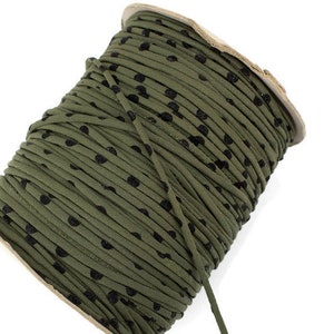 Olive Green Polka Dot Crepe Trim: Spaghetti Straps, 10 Yards