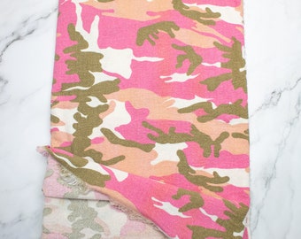Pink Camouflage on Maze Like Fabric Texture Woven Fabric Remnant 2.75 yards ATW00171